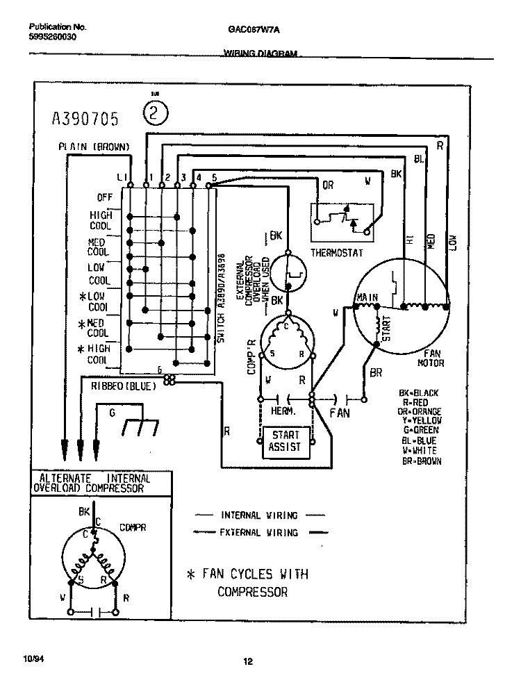 WIRING DIAGRAM Diagram and Parts List for GAC067W7A1  Gibson Air Conditioner