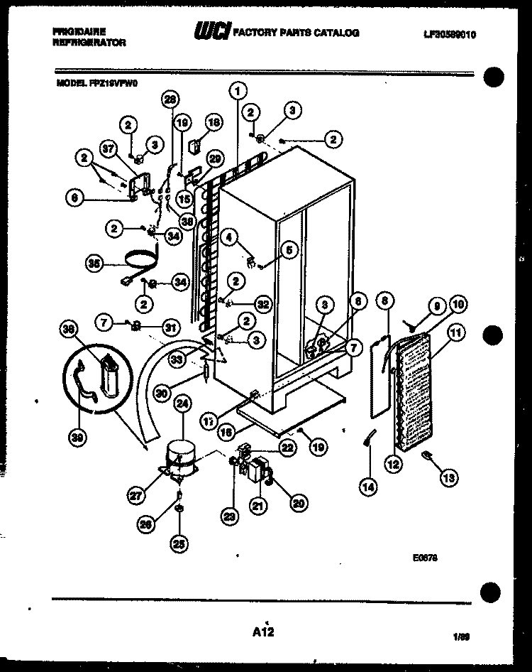 SYSTEM AND AUTOMATIC DEFROST PARTS Diagram and Parts List for FPZ19VFA0  Frigidaire Refrigerator