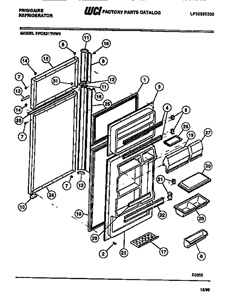 FOOD & FREEZER DOORS Diagram and Parts List for FPCE21TNH1  Frigidaire Refrigerator