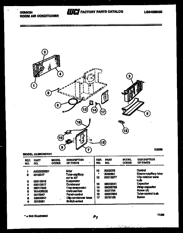 ELECTRICAL PARTS Diagram and Parts List for AL08C4EVA1  Gibson Air Conditioner