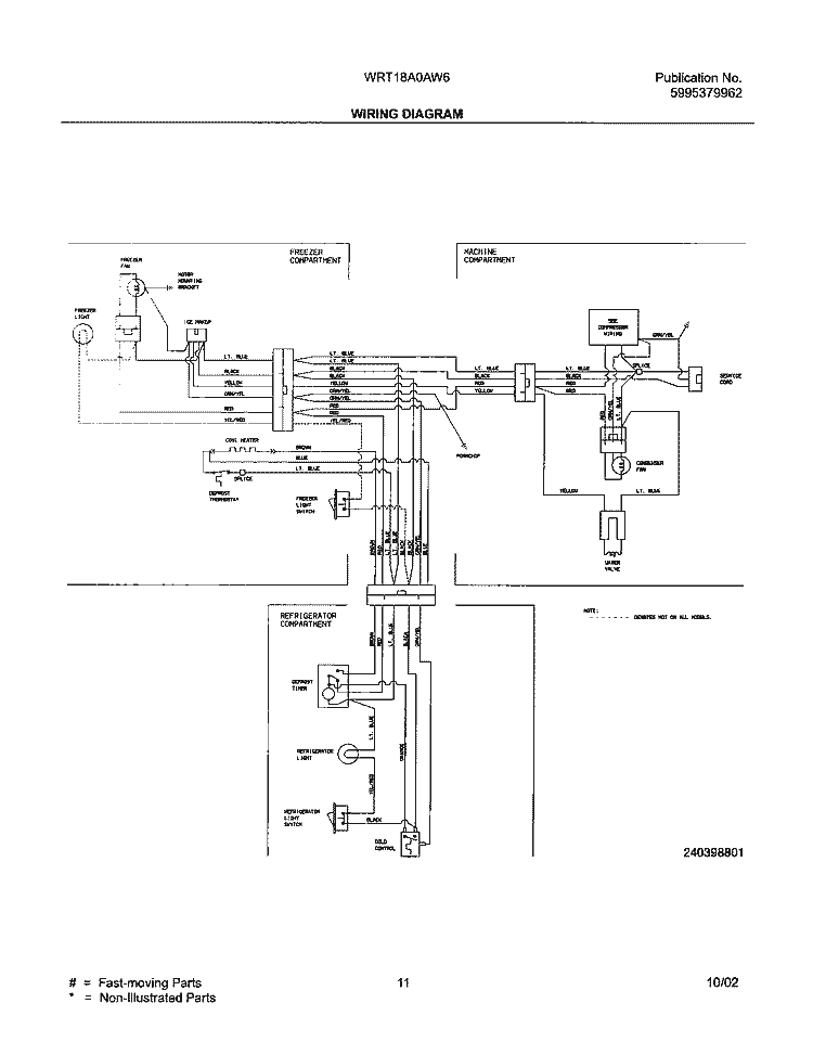 WIRING DIAGRAM Diagram and Parts List for WRT18A0AW6  Westinghouse Refrigerator