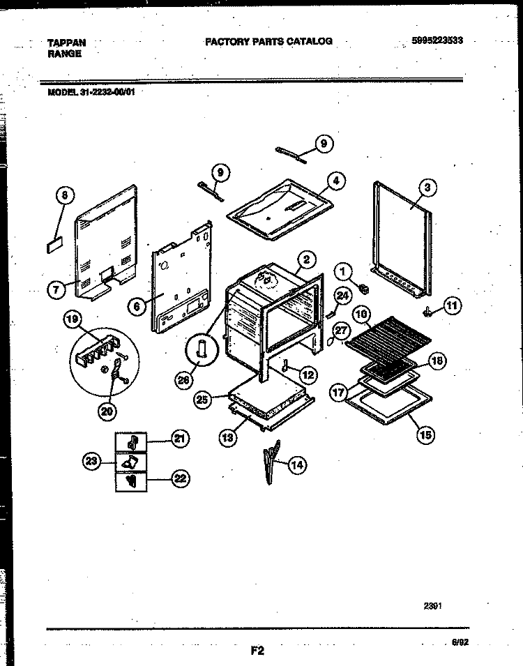 BODY PARTS Diagram and Parts List for 31-2232-00-01  Tappan Range