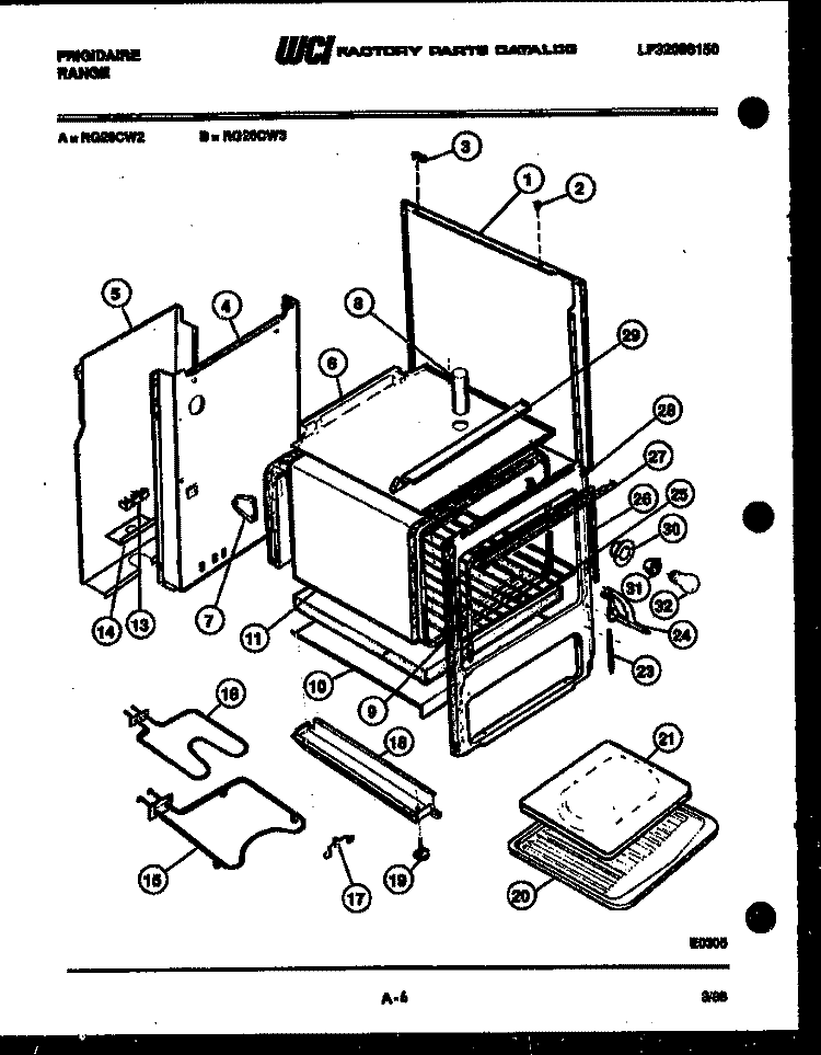 BODY PARTS Diagram and Parts List for RG26CW3  Frigidaire Range