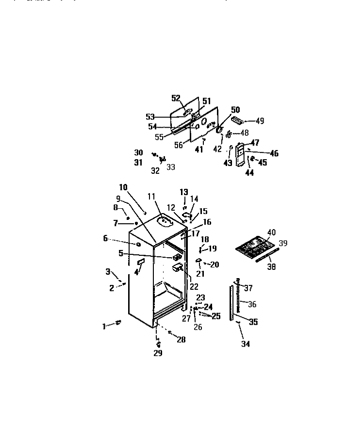 CABINET W / FAN ASSEMBLY Diagram and Parts List for TUK160AN6W  Kelvinator Refrigerator