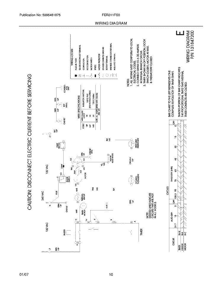 WIRING DIAGRAM Diagram and Parts List for FER311FS0  Frigidaire Dryer