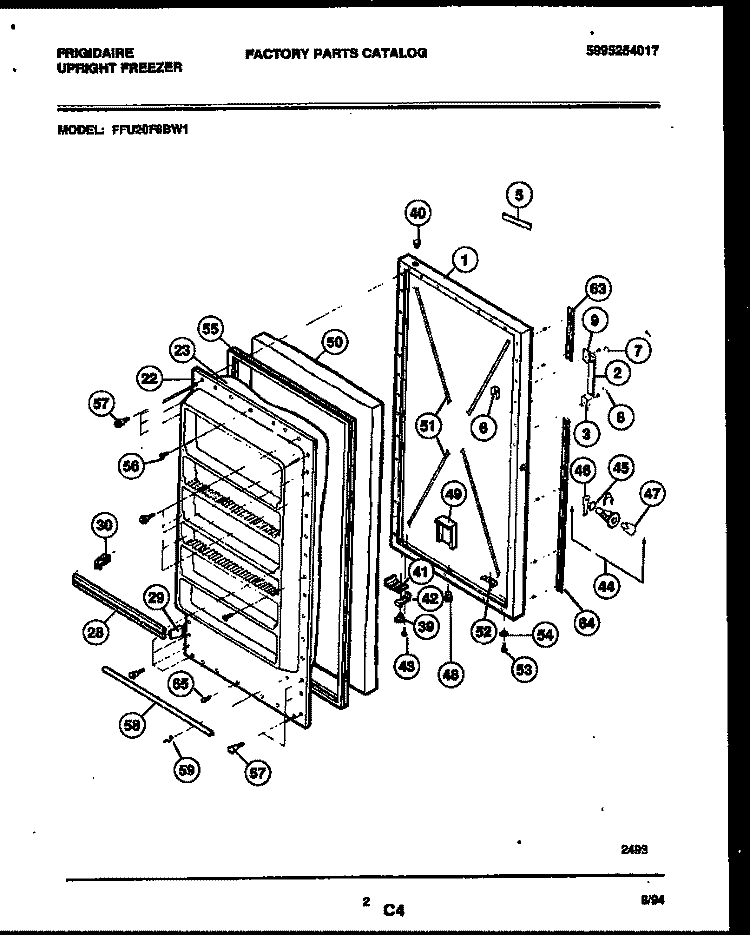 DOOR PARTS Diagram and Parts List for FFU20F6BW1  Frigidaire Freezer