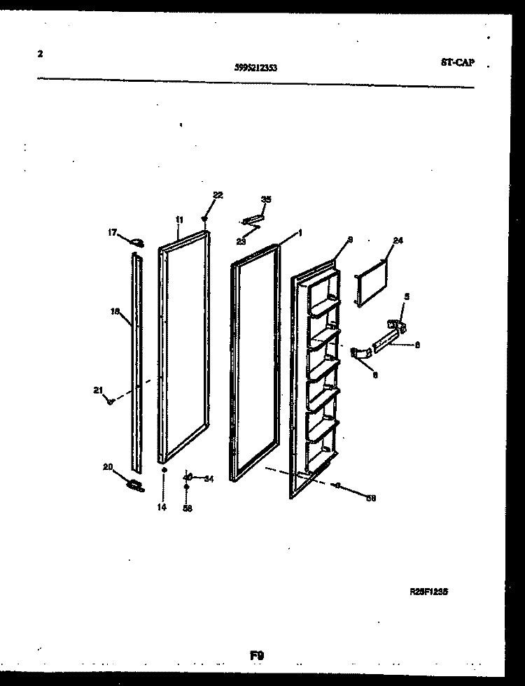 FREEZER DOOR PARTS Diagram and Parts List for RS227MCD2  Frigidaire Refrigerator