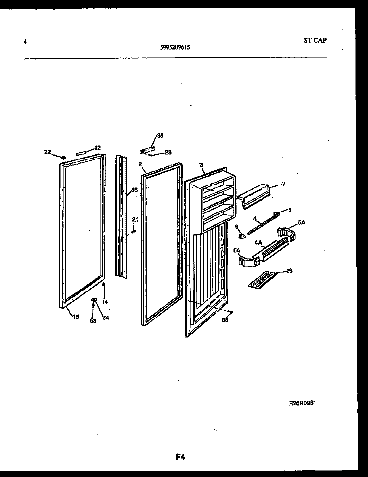REFRIGERATOR DOOR PARTS Diagram and Parts List for FPCIS22VPW1  Frigidaire Refrigerator