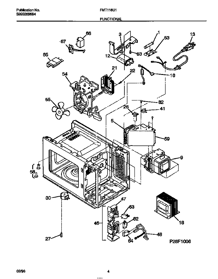 FUNCTIONAL Diagram and Parts List for FMT118U1B0  Frigidaire Microwave