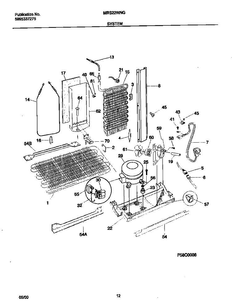 SYSTEM Diagram and Parts List for MRS22WNGW4  Uni Refrigerator