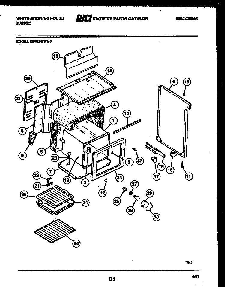 BODY PARTS Diagram and Parts List for KF420GDW6  Frigidaire Range