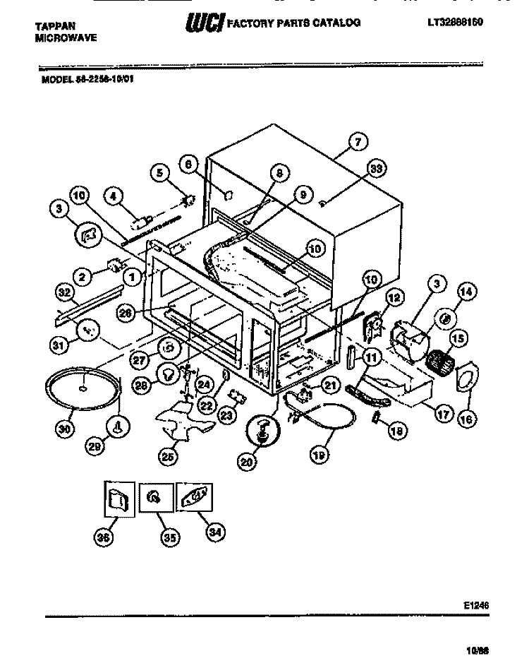 WRAPPER / BODY Diagram and Parts List for 56-2258-10-01  Tappan Microwave