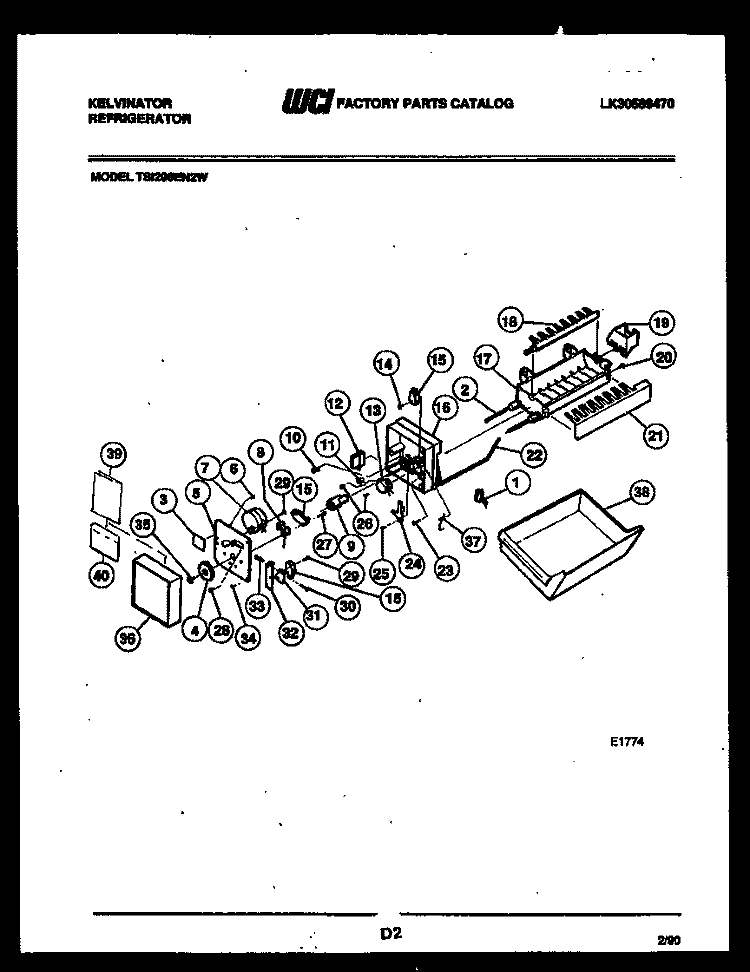 ICE MAKER PARTS Diagram and Parts List for TSI206EN2D  Kelvinator Refrigerator