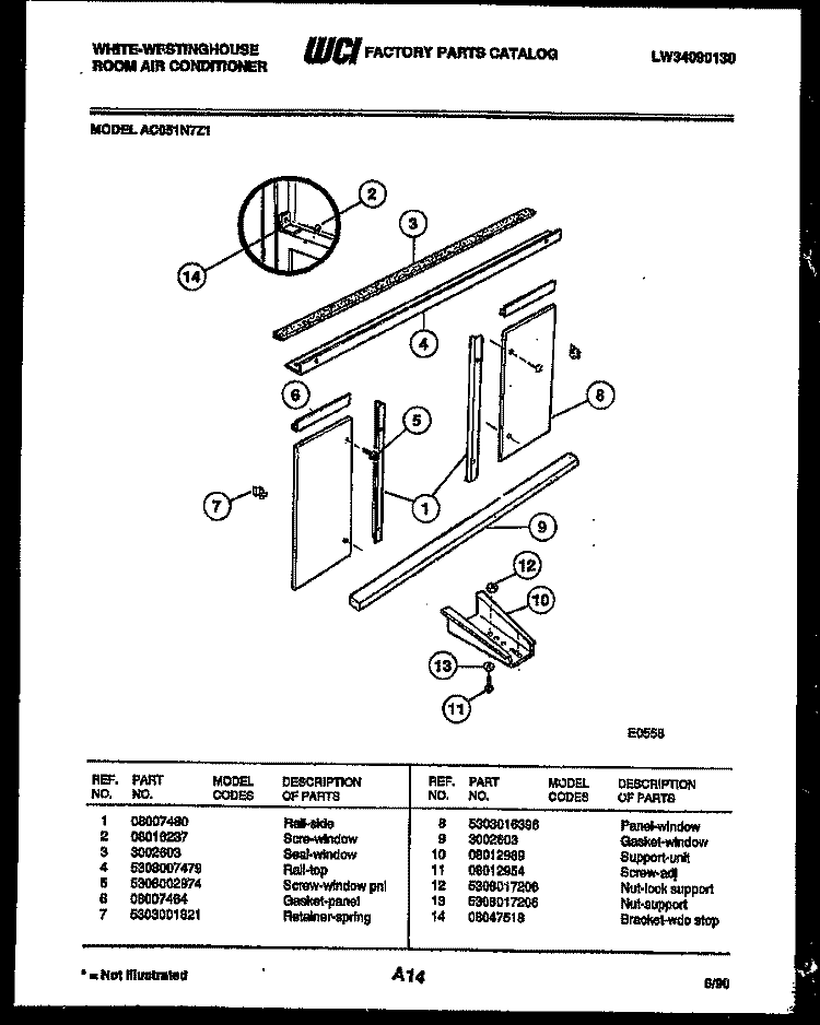 INSTALLATION PARTS Diagram and Parts List for AC051N7Z1  Frigidaire Air Conditioner