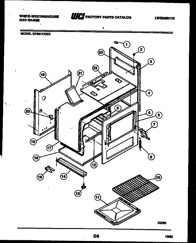 BODY PARTS Diagram and Parts List for GF750NW1  Frigidaire Range