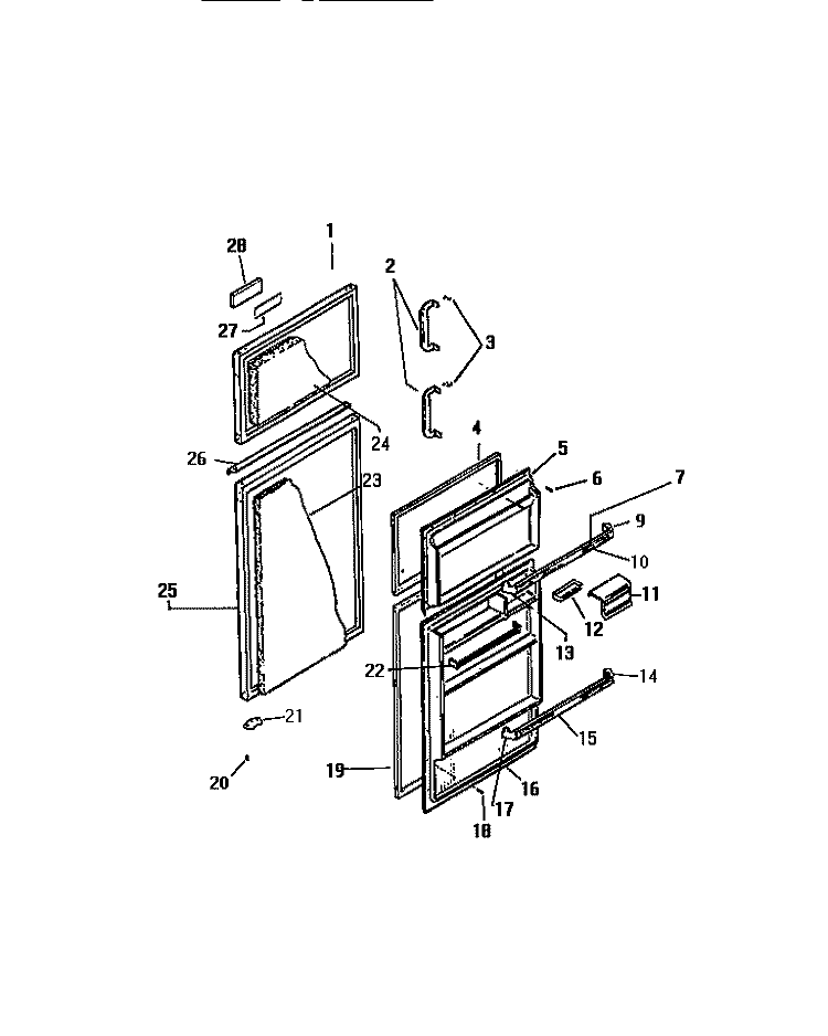 DOOR Diagram and Parts List for TGK180AN6F  Kelvinator Refrigerator
