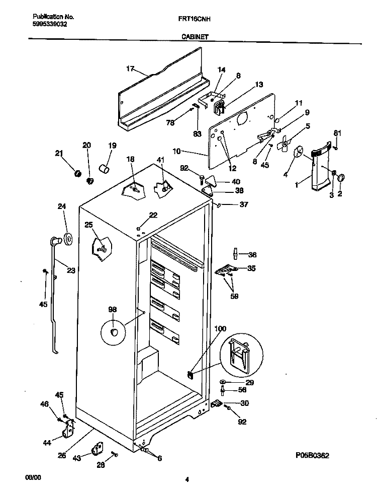 CABINET Diagram and Parts List for FRT16CNHD2  Frigidaire Refrigerator