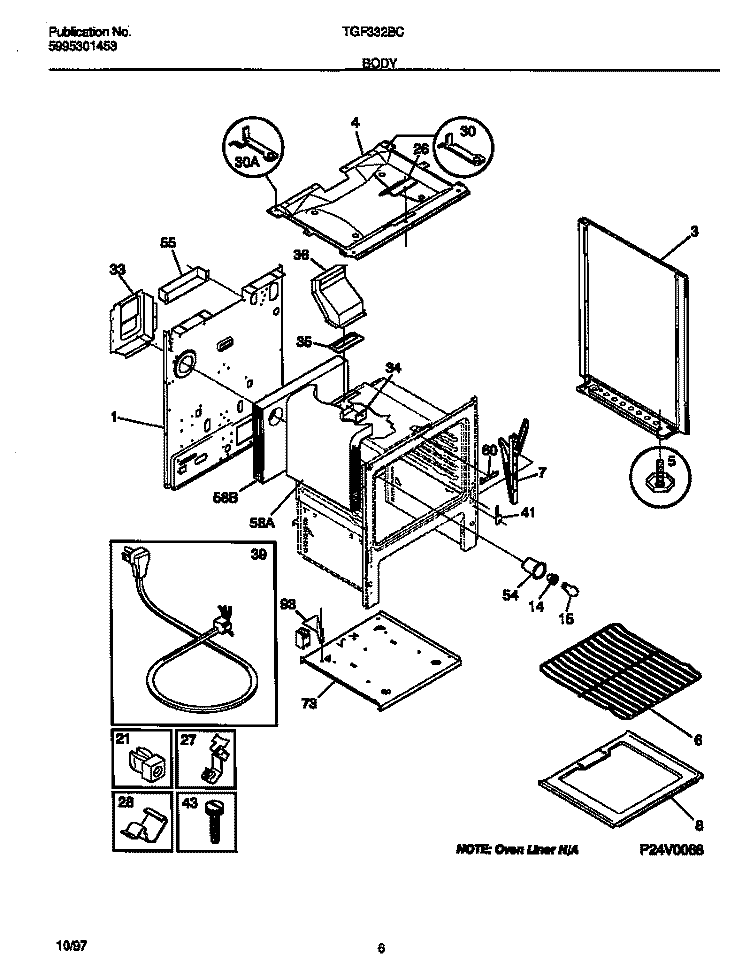 BODY Diagram and Parts List for TGF332BCDE  Tappan Range