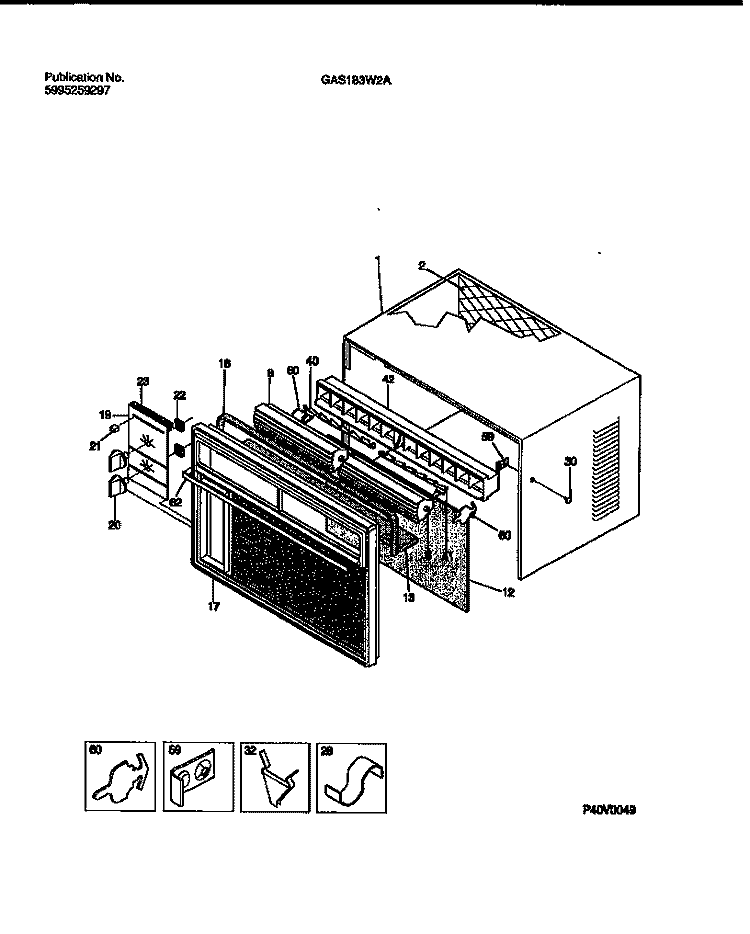 CABINET FRONT & WRAPPER Diagram and Parts List for GAS183W2A2  Gibson Air Conditioner