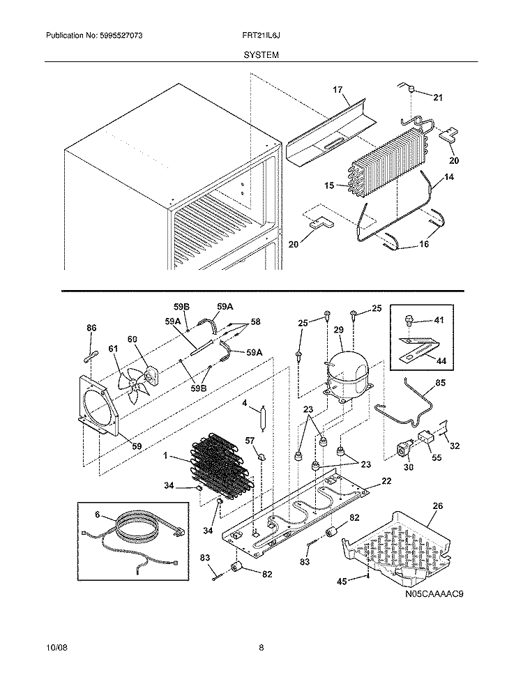 SYSTEM Diagram and Parts List for FRT21IL6JB2  Frigidaire Refrigerator
