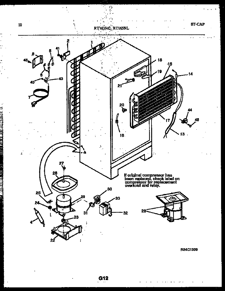 SYSTEM AND AUTOMATIC DEFROST PARTS Diagram and Parts List for RT163NCWE  Frigidaire Refrigerator