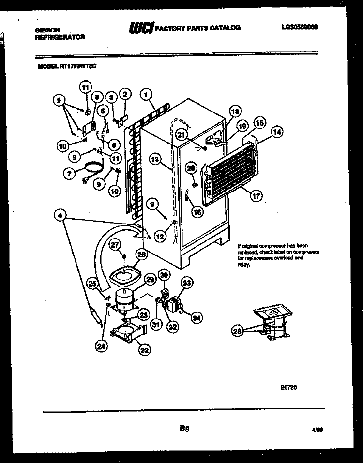 SYSTEM AND AUTOMATIC DEFROST PARTS Diagram and Parts List for RT17F3WT3C  Gibson Refrigerator