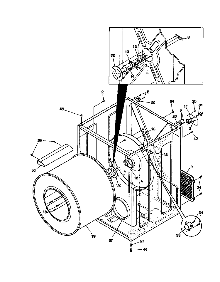 CABINET / DRUM Diagram and Parts List for MDG336MBD1  Frigidaire Dryer