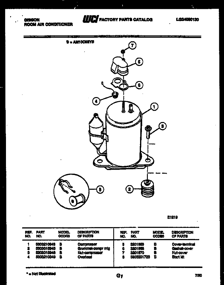 COMPRESSOR PARTS Diagram and Parts List for AM10C6EYB  Gibson Air Conditioner