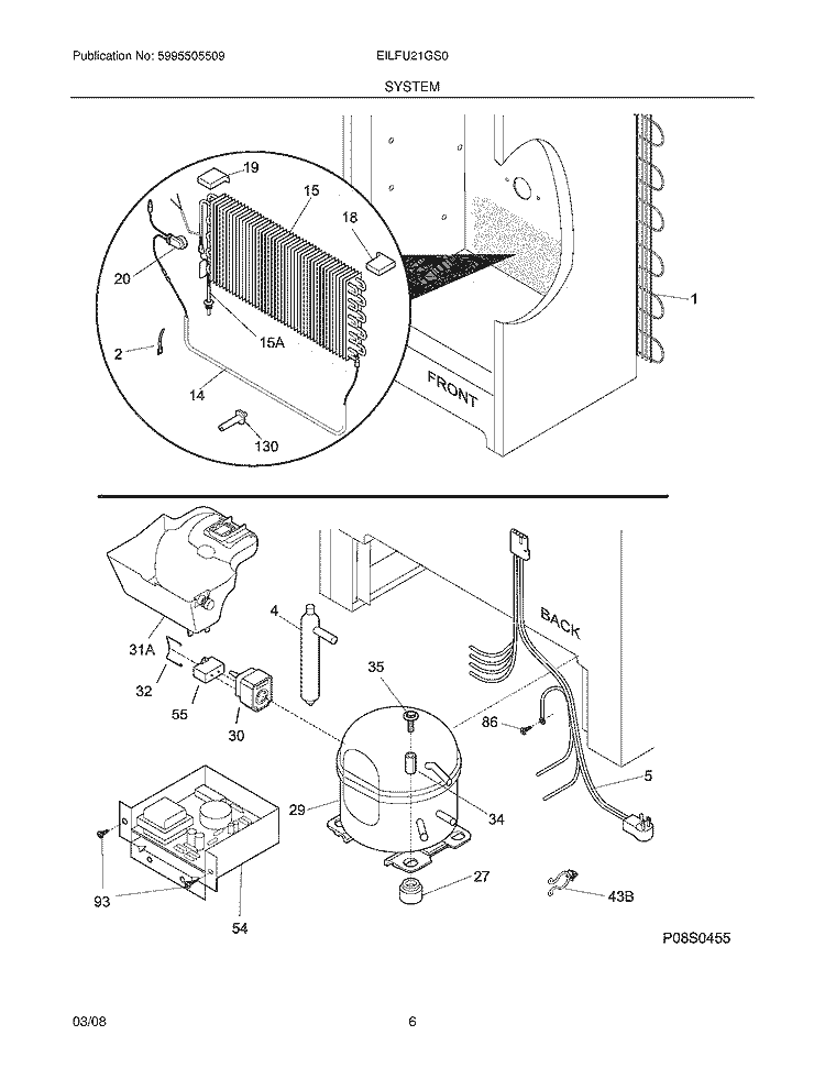 SYSTEM Diagram and Parts List for EILFU21GS0  Electrolux Freezer