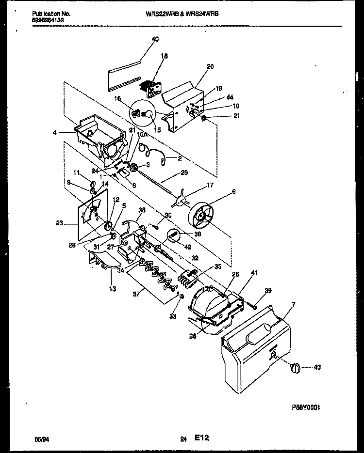 ICE DISPENSER Diagram and Parts List for WRS22WRBD0  Frigidaire Refrigerator