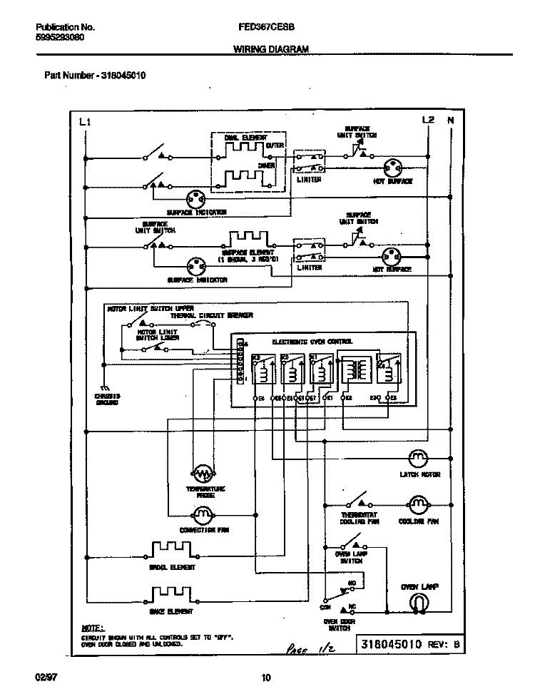 WIRING DIAGRAM Diagram and Parts List for FED387CESB  Frigidaire Wall Oven