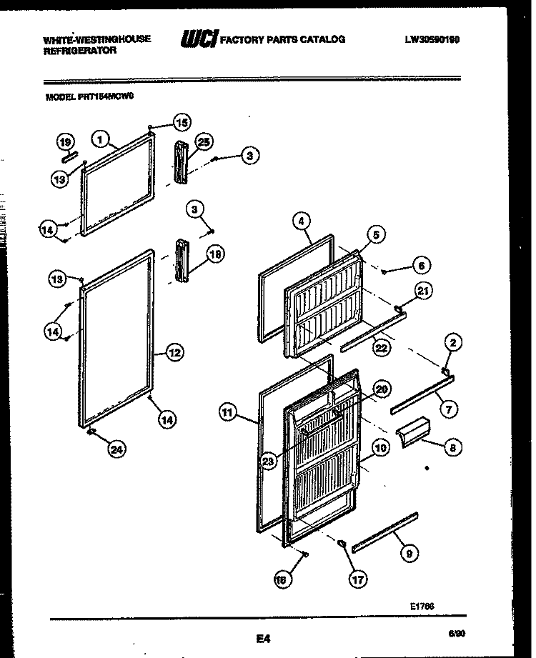 DOOR PARTS Diagram and Parts List for PRT154MCD0  Frigidaire Refrigerator