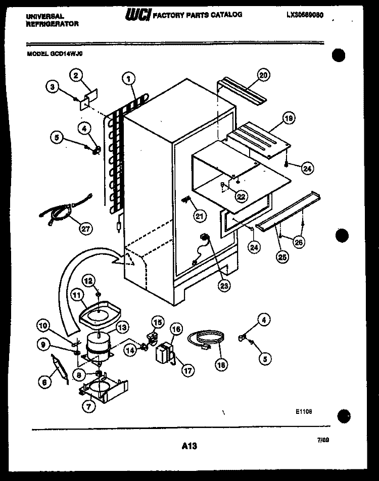 SYSTEM AND AUTOMATIC DEFROST PARTS Diagram and Parts List for GCD14WW9  Uni Refrigerator
