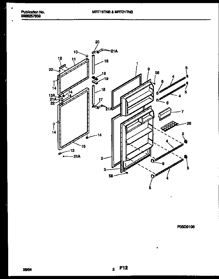DOOR PARTS Diagram and Parts List for MRT19TNBD0  Uni Refrigerator