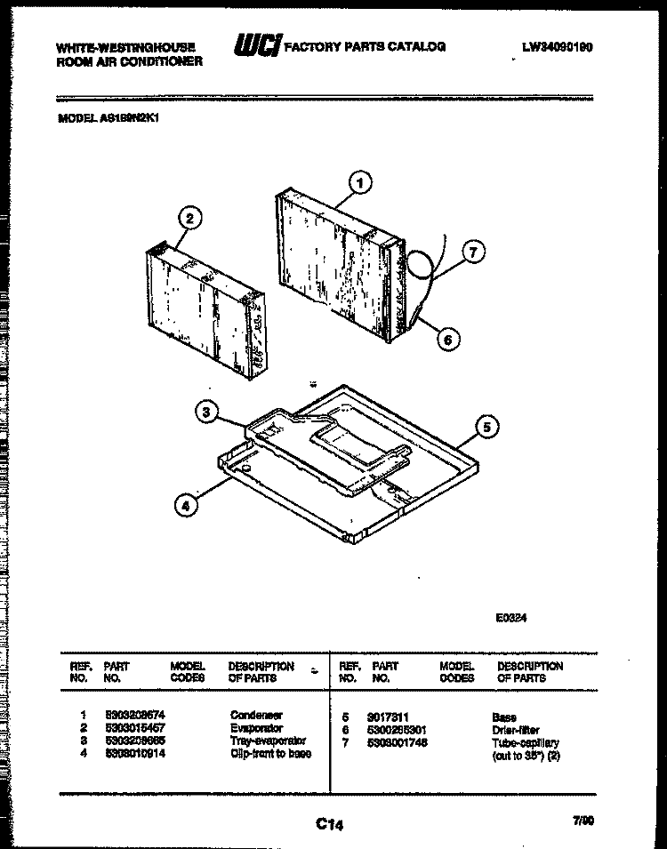 UNIT PARTS Diagram and Parts List for AS189N2K1  Frigidaire Air Conditioner