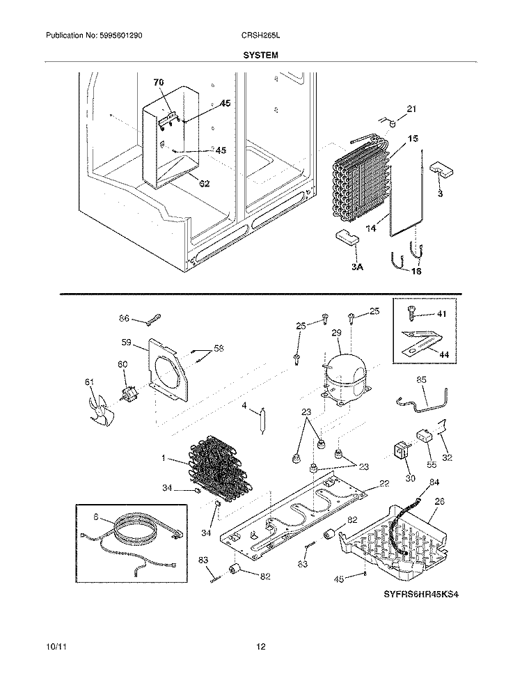 SYSTEM Diagram and Parts List for CRSH265LB2  Frigidaire Refrigerator