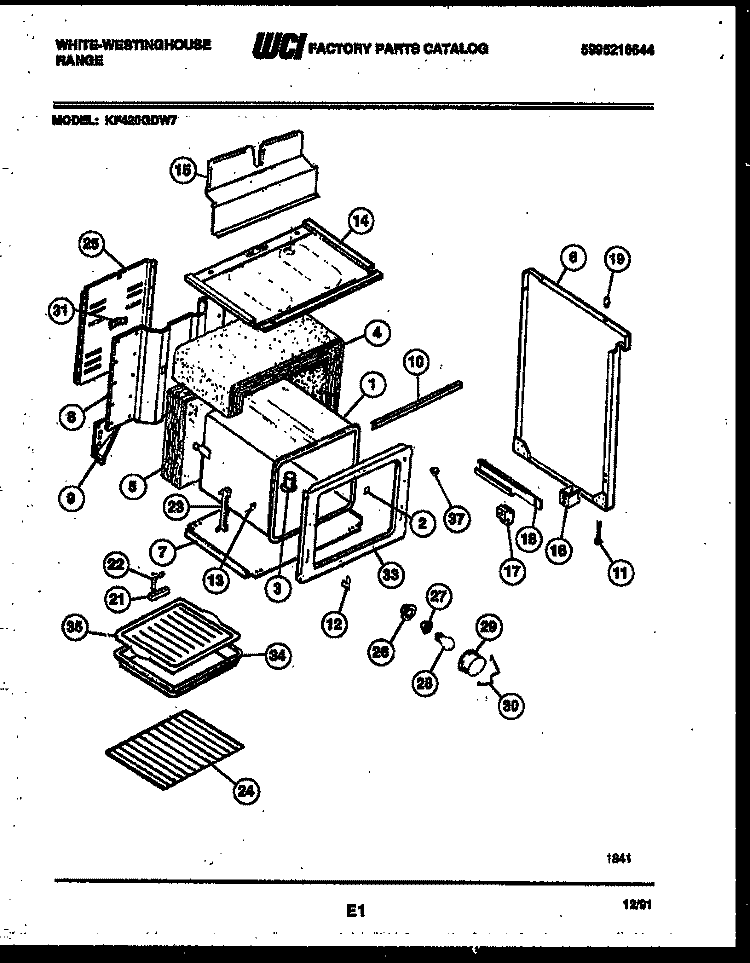 BODY PARTS Diagram and Parts List for KF420GDD7  Frigidaire Range