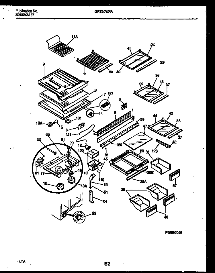 SHELVES AND SUPPORTS Diagram and Parts List for GRT24WRAD0  Gibson Refrigerator