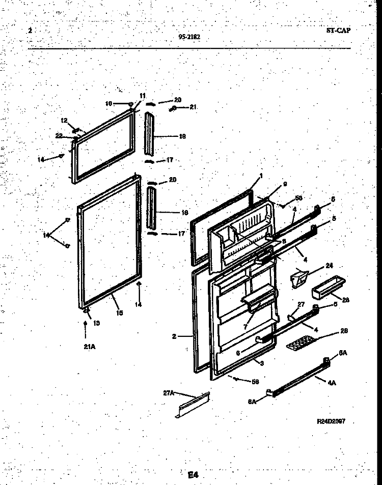 DOOR PARTS Diagram and Parts List for 95-2182-23-00  Tappan Refrigerator