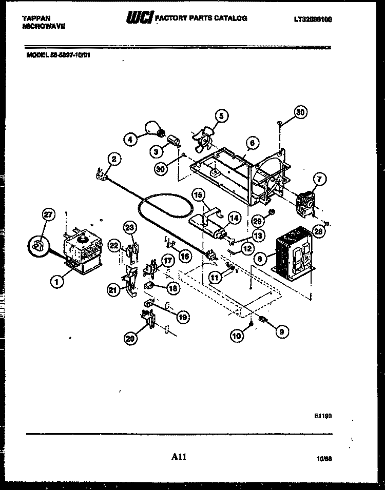 POWER CONTROL Diagram and Parts List for 56-5897-10-01  Tappan Microwave