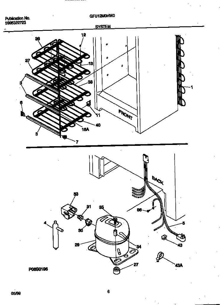 SYSTEM Diagram and Parts List for GFU12M0HW0  Gibson Freezer