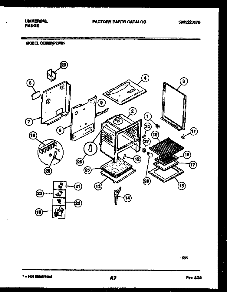 BODY PARTS Diagram and Parts List for CE303VP2H01  Frigidaire Range