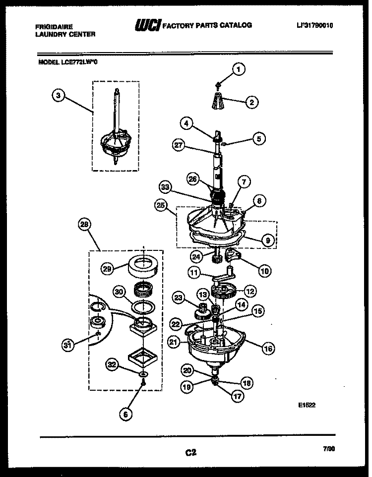 TRANSMISSION PARTS Diagram and Parts List for LCE772LW0  Frigidaire Washer Dryer Combo