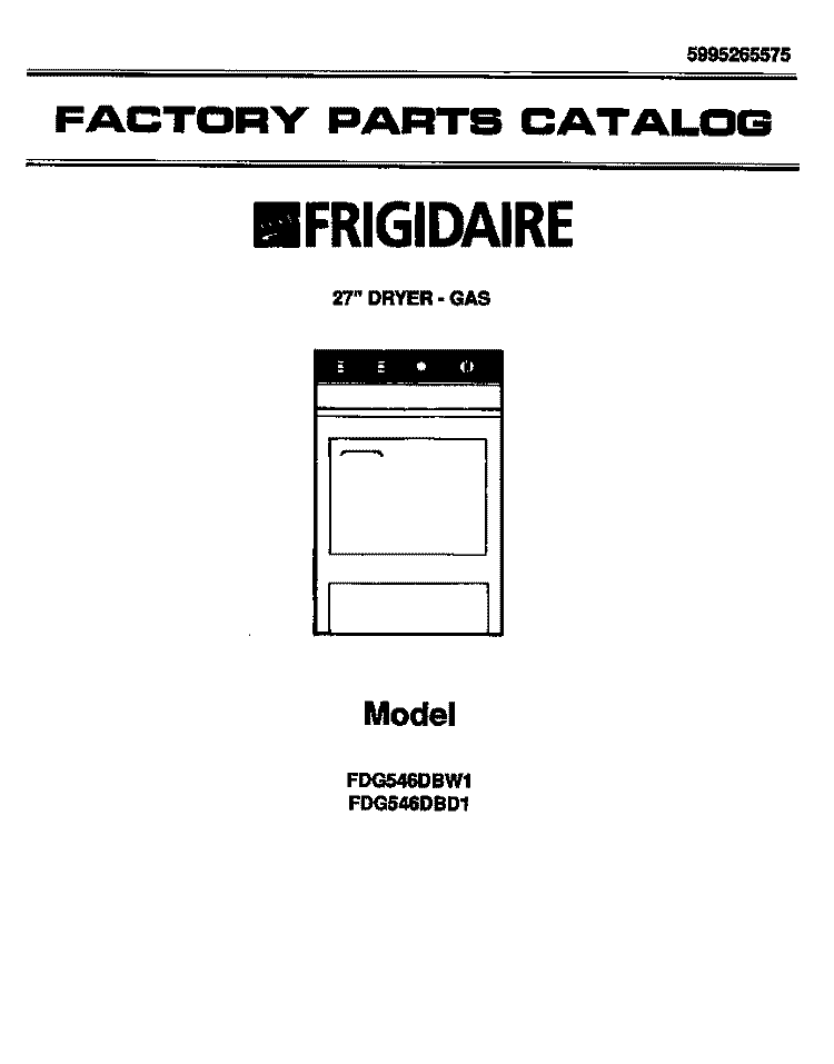 COVER Diagram and Parts List for FDG546DBD1  Frigidaire Dryer