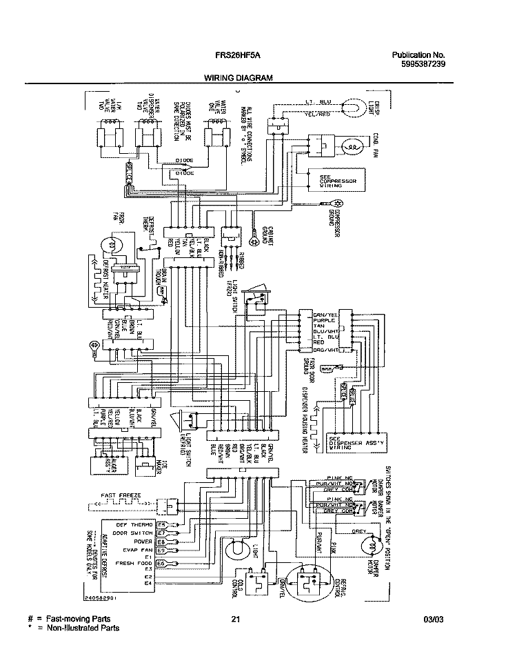 WIRING DIAGRAM Diagram and Parts List for FRS26HF5AQ5  Frigidaire Refrigerator