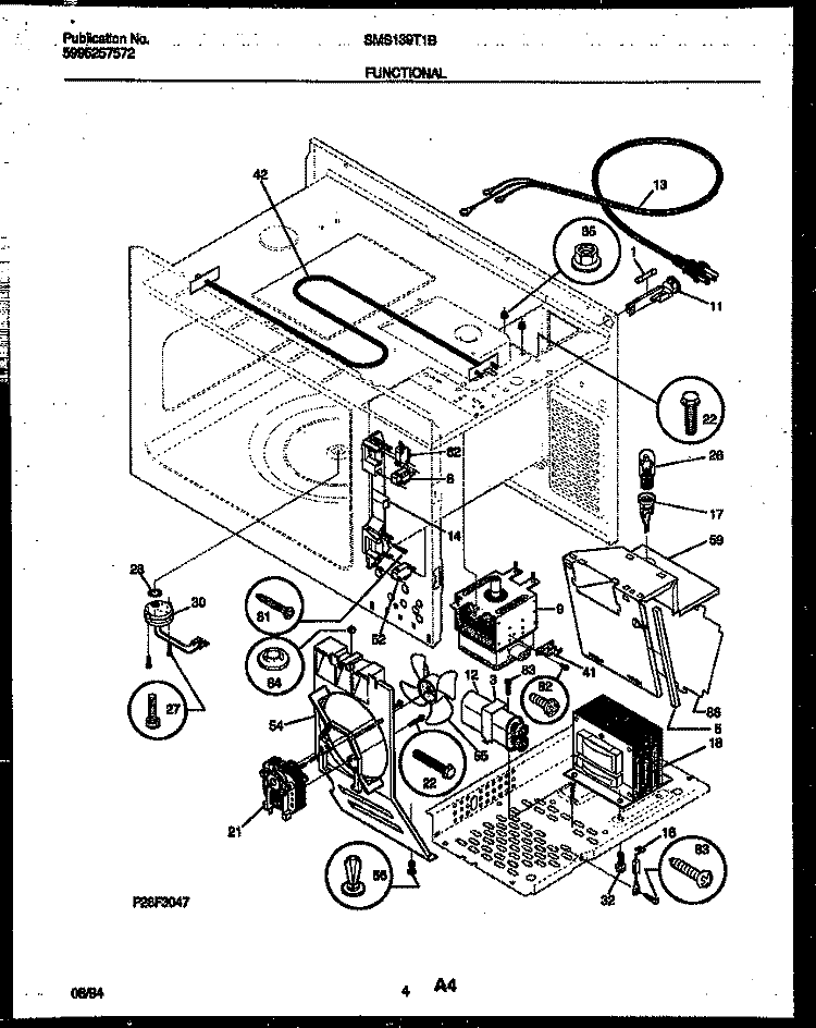 FUNCTIONAL PARTS Diagram and Parts List for SMS139T1B  Tappan Microwave