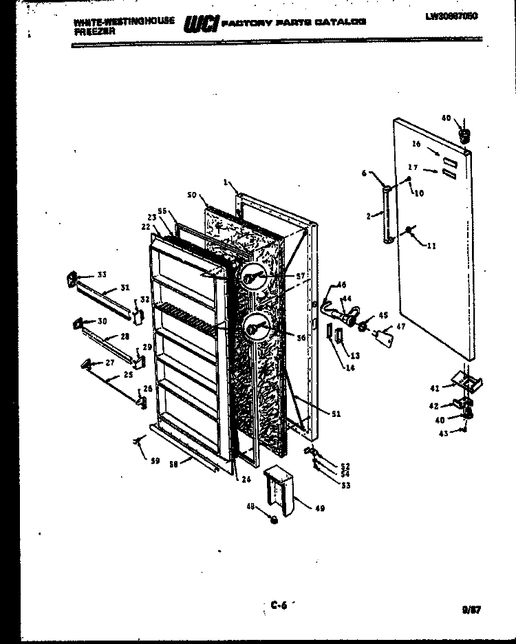 DOOR PARTS Diagram and Parts List for FU134JRW4  Frigidaire Freezer