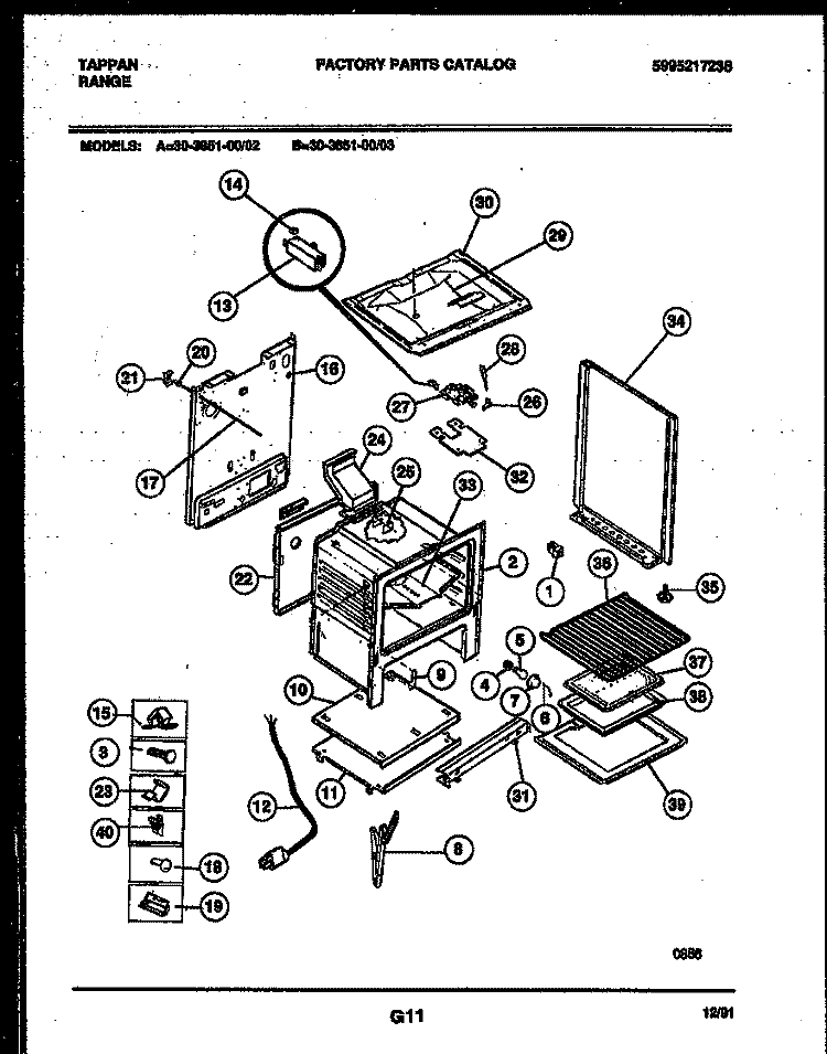 BODY PARTS Diagram and Parts List for 30-3851-00-02  Tappan Range