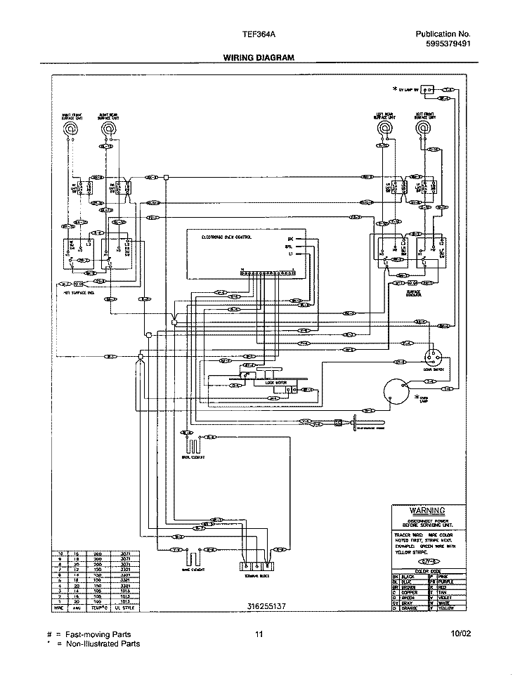 WIRING DIAGRAM Diagram and Parts List for TEF364AQE  Tappan Range
