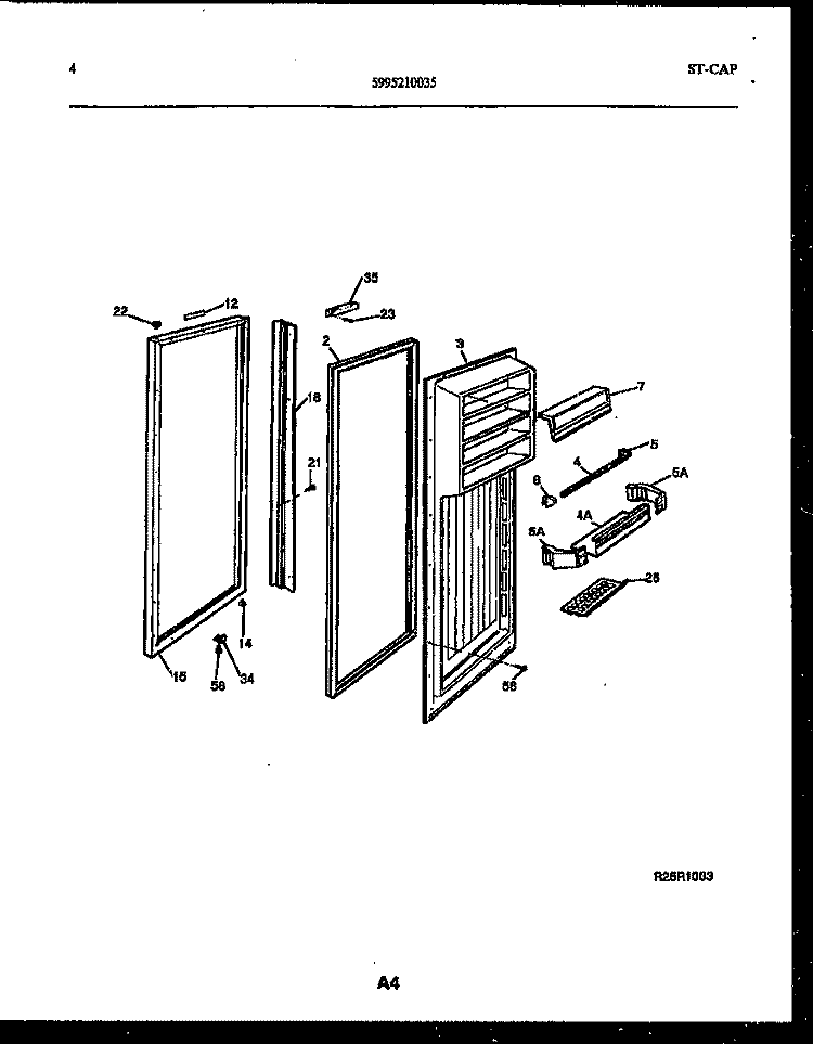 REFRIGERATOR DOOR PARTS Diagram and Parts List for FPE22VPW0  Frigidaire Refrigerator